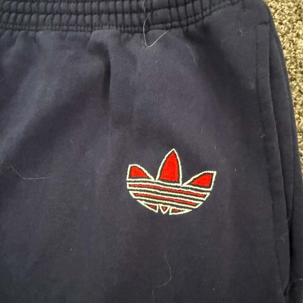 Adidas Trefoil Embroidered Logo Sweatpants Navy Blue Size L